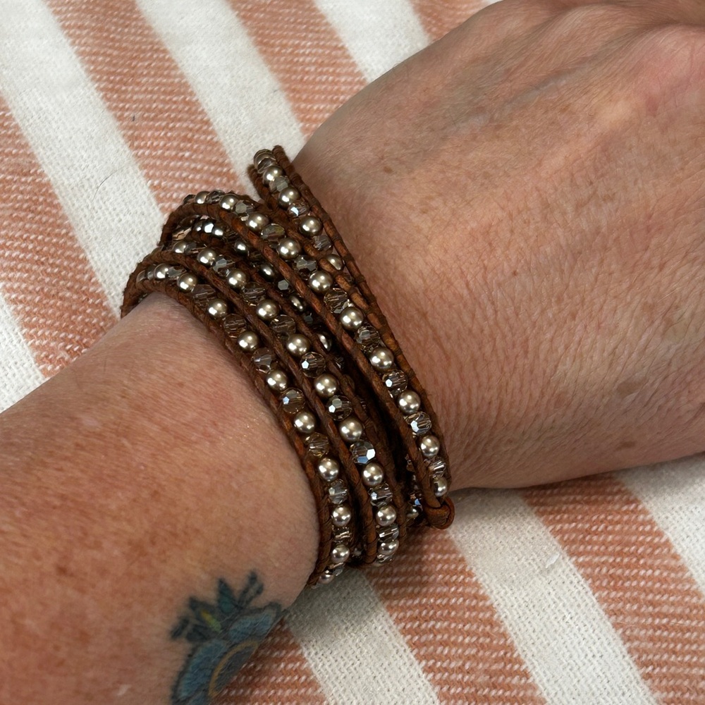 Chan Luu champagne and pearl wrap